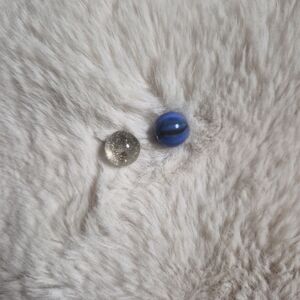 2 Vintage Marbles Blue Clear Small Games Collectible Home Hobby ✨️💫